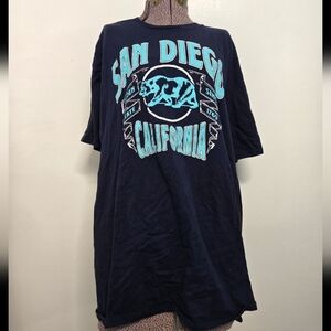 Stellar San Diego California Graphic Tee Navy Blue Light Blue Wording Size XXL